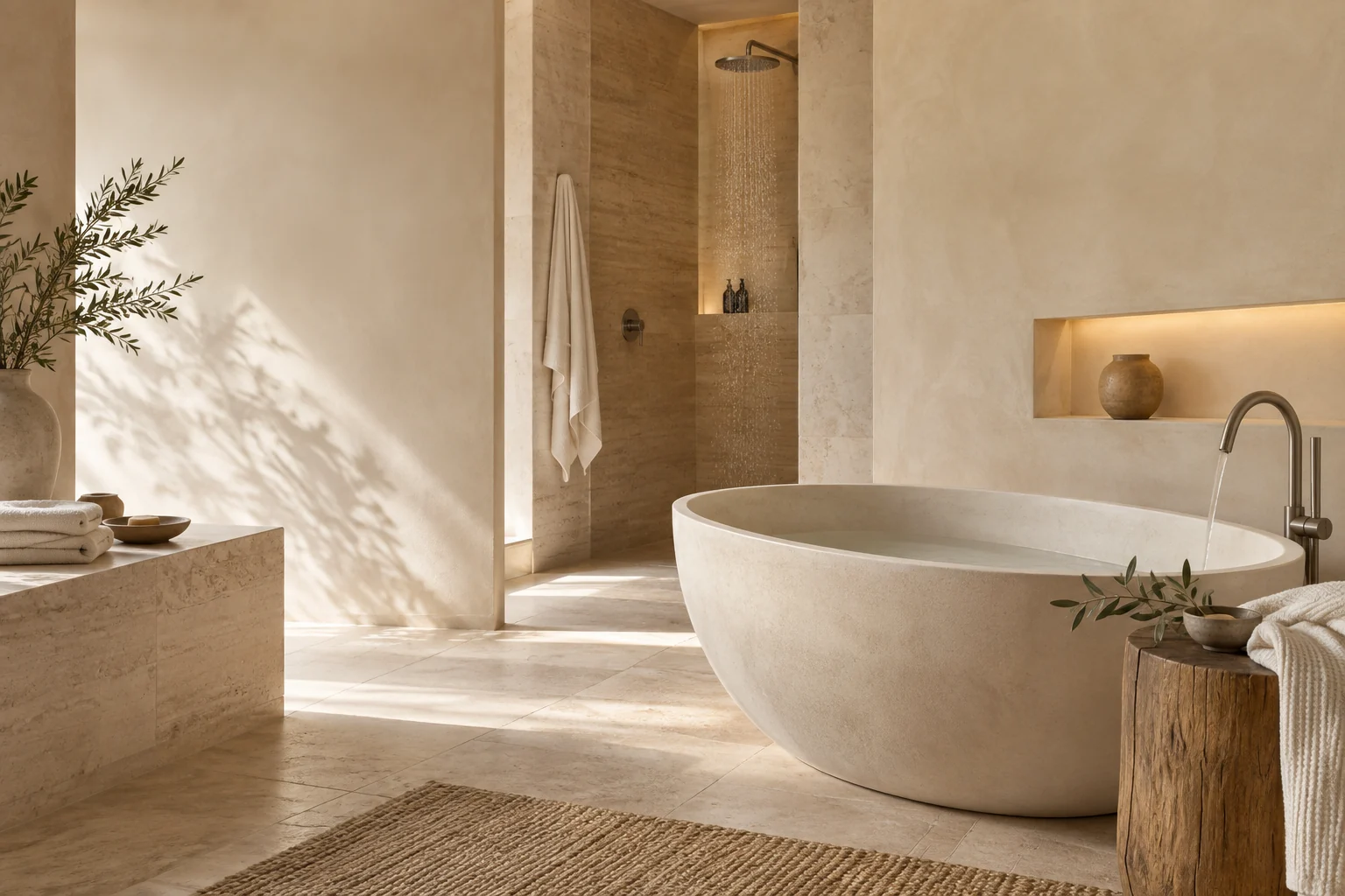Un ambiente spa luminoso con vasca e lettini, esempio di spazio da valorizzare